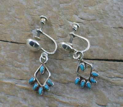 Turquoise Dangle Earrings- non-pierced 